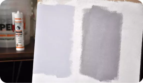 testery farb wymalowane na białym kartonie